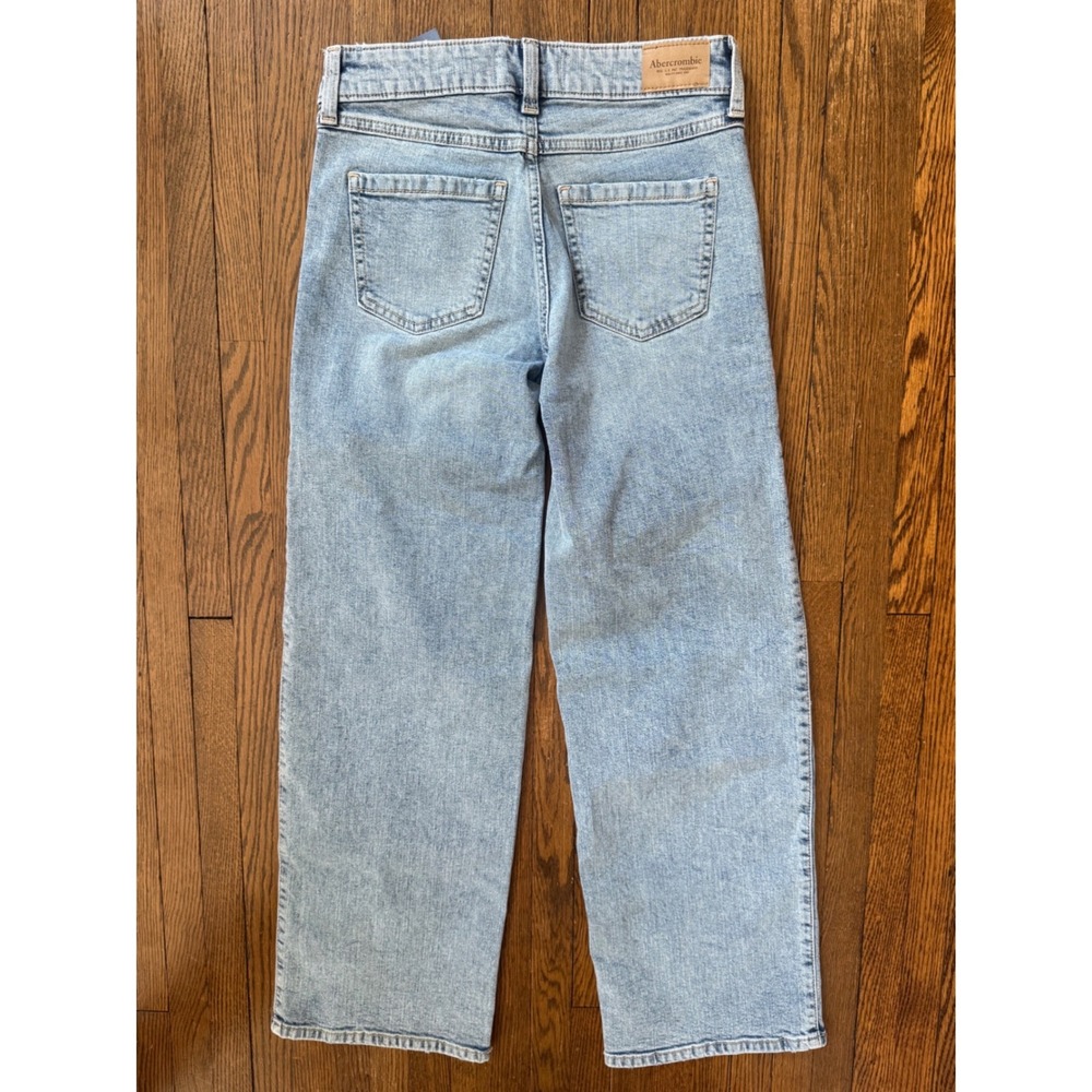 Abercrombie Kids Wide Leg Jean High Rise Light Wash Denim 11/12 Regular NEW - Picture 3 of 8